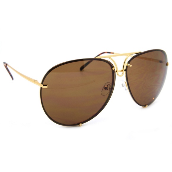 Oversize Designer Aviator Sunglasses Metal Frame - Picture 2 of 3